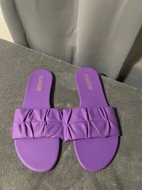 Ruched Slide Sandals for Women — Purple